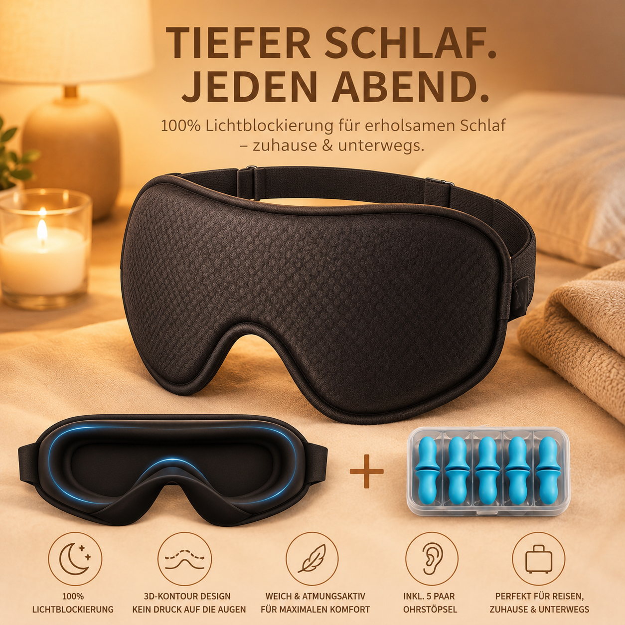 NightComfort 3D Schlafmaske für tiefen & erholsamen Schlaf