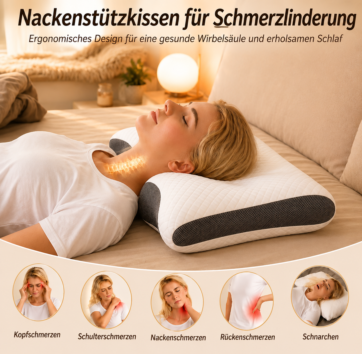 Orthopädisches Nackenstützkissen gegen Nackenschmerzen & Verspannungen