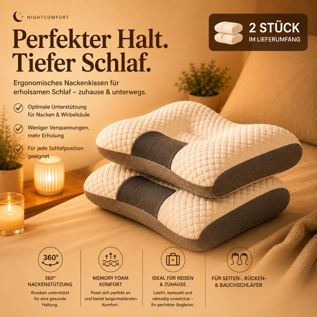 Orthopädisches Nackenstützkissen gegen Nackenschmerzen & Verspannungen