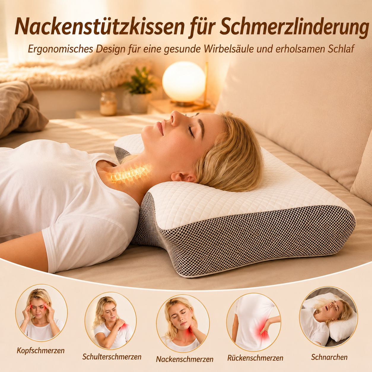 NightComfort™ Orthopädisches Nackenstützkissen – Ergonomisches Memory Foam, Kopfkissen gegen Nacken- & Schulterschmerzen
