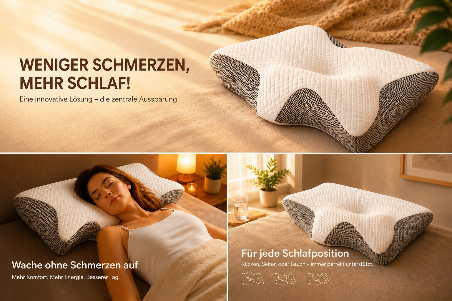 NightComfort™ Orthopädisches Nackenstützkissen – Ergonomisches Memory Foam, Kopfkissen gegen Nacken- & Schulterschmerzen