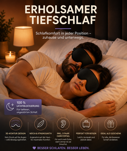 NightComfort 3D Schlafmaske für tiefen & erholsamen Schlaf