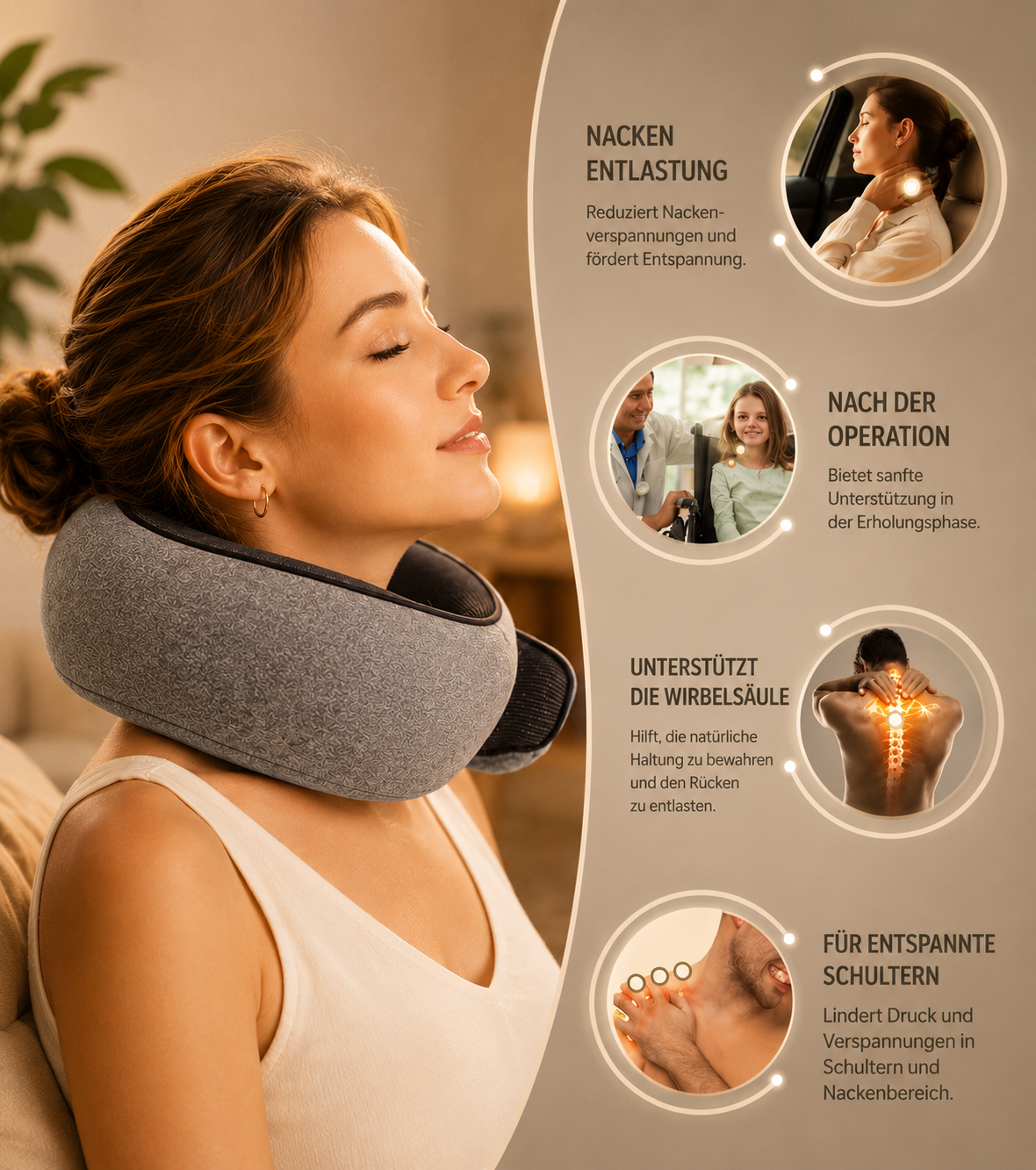 NightComfort™ Ergonomisches Memory-Foam Nackenkissen für Reisen & Entspannung